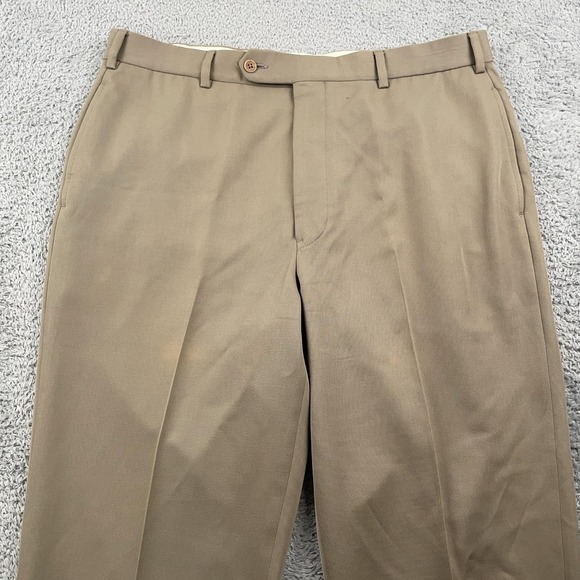 Brooks Brothers Pants Mens 38x32 Brown Wool Dress Slacks Flat Front Canada - Picture 1 of 12